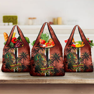 One Love Trinidad And Tobago Grocery Bag Rastafarian Lion Reggae Grunge Style