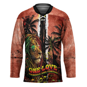 One Love Trinidad And Tobago Hockey Jersey Rastafarian Lion Reggae Grunge Style
