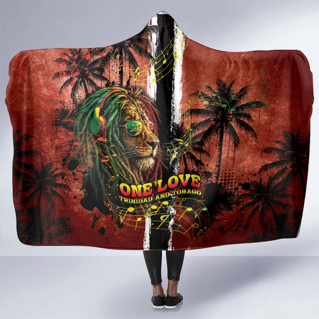 One Love Trinidad And Tobago Hooded Blanket Rastafarian Lion Reggae Grunge Style