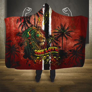 One Love Trinidad And Tobago Hooded Blanket Rastafarian Lion Reggae Grunge Style