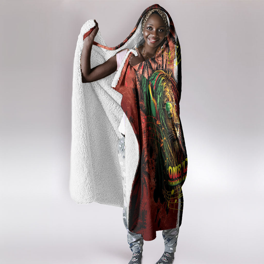 One Love Trinidad And Tobago Hooded Blanket Rastafarian Lion Reggae Grunge Style