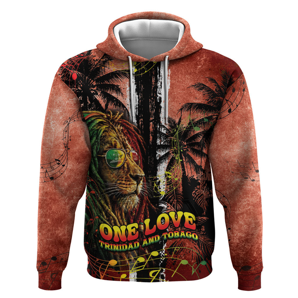 One Love Trinidad And Tobago Hoodie Rastafarian Lion Reggae Grunge Style