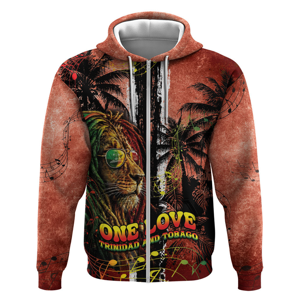 One Love Trinidad And Tobago Hoodie Rastafarian Lion Reggae Grunge Style