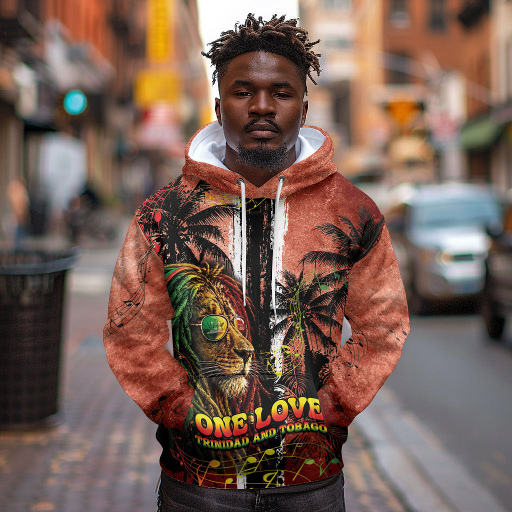 One Love Trinidad And Tobago Hoodie Rastafarian Lion Reggae Grunge Style