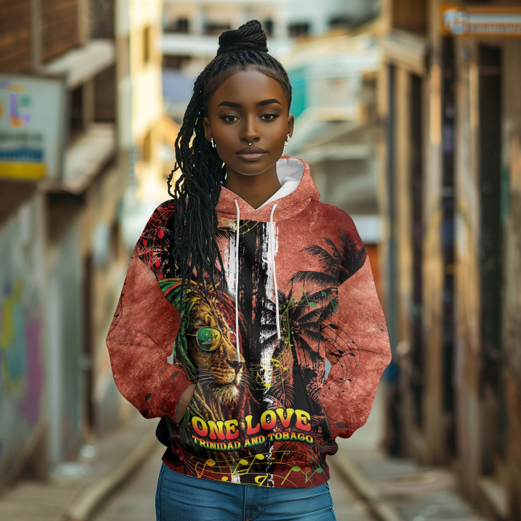 One Love Trinidad And Tobago Hoodie Rastafarian Lion Reggae Grunge Style