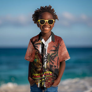 One Love Trinidad And Tobago Kid Hawaiian Shirt Rastafarian Lion Reggae Grunge Style