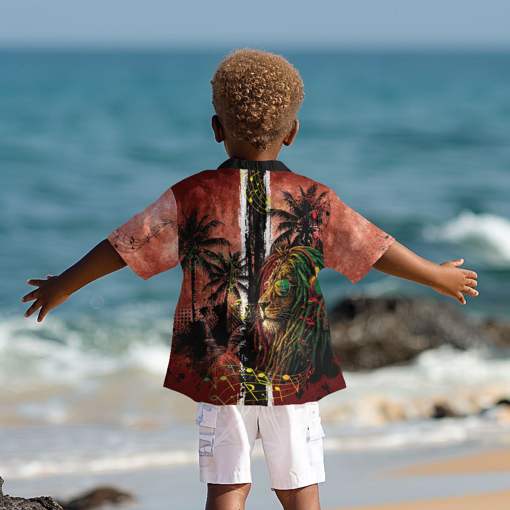 One Love Trinidad And Tobago Kid Hawaiian Shirt Rastafarian Lion Reggae Grunge Style