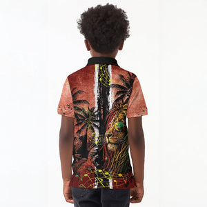 One Love Trinidad And Tobago Kid Polo Shirt Rastafarian Lion Reggae Grunge Style