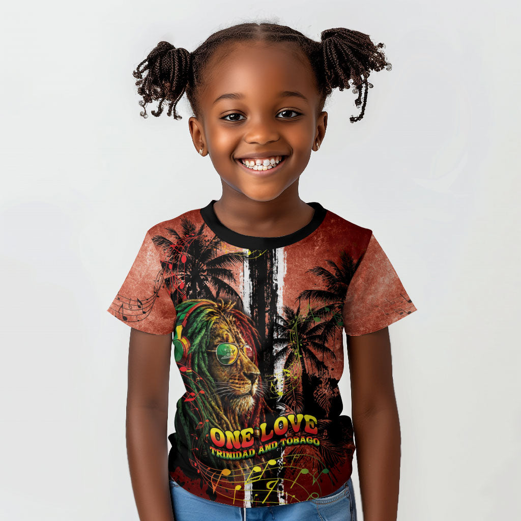 One Love Trinidad And Tobago Kid T shirt Rastafarian Lion Reggae Grunge Style