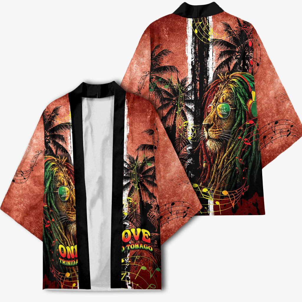 One Love Trinidad And Tobago Kimono Rastafarian Lion Reggae Grunge Style