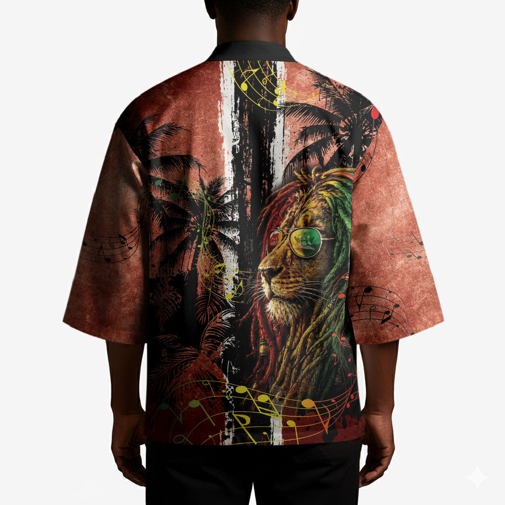 One Love Trinidad And Tobago Kimono Rastafarian Lion Reggae Grunge Style