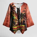 One Love Trinidad And Tobago Kimono Sleeve Blouse Rastafarian Lion Reggae Grunge Style