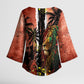 One Love Trinidad And Tobago Kimono Sleeve Blouse Rastafarian Lion Reggae Grunge Style
