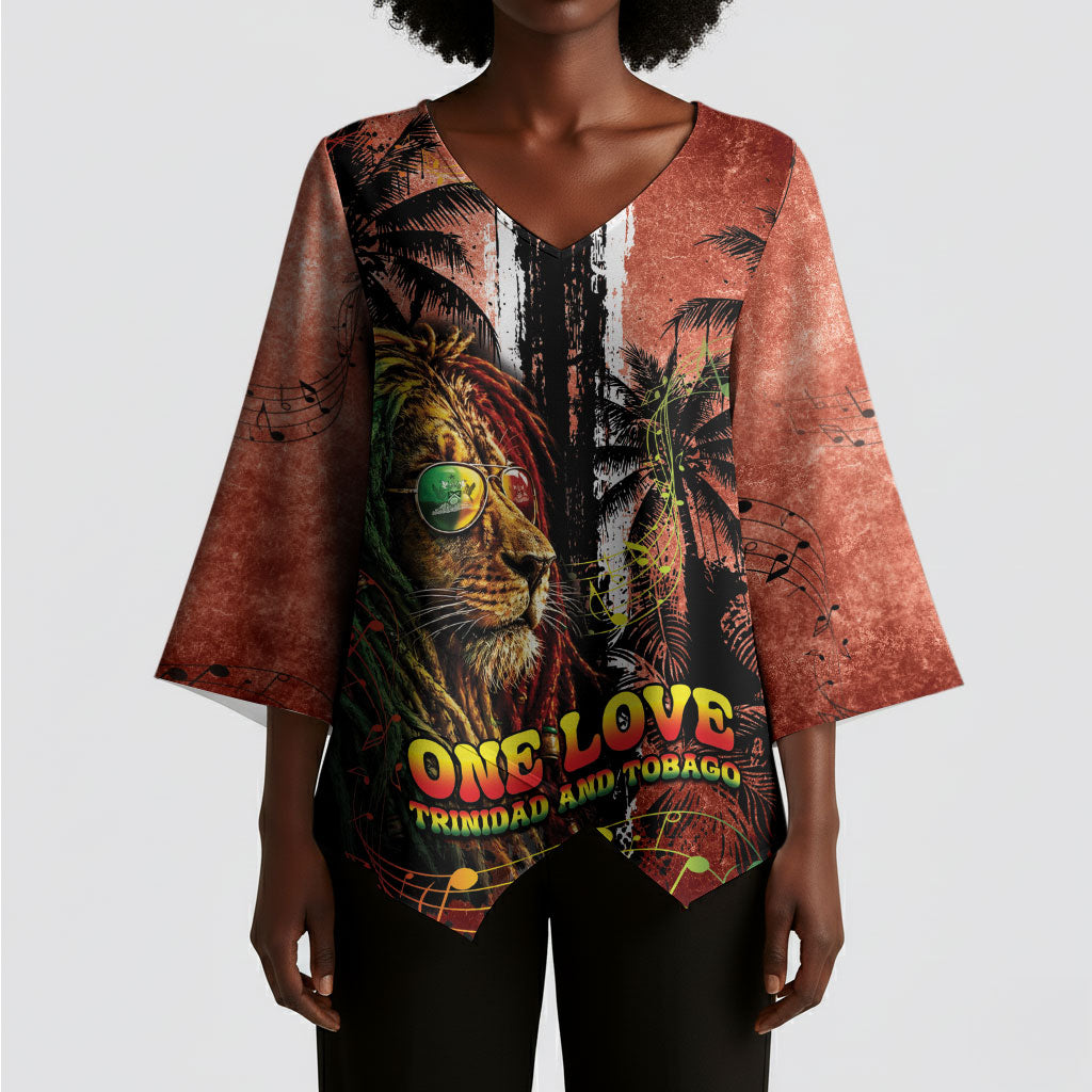 One Love Trinidad And Tobago Kimono Sleeve Blouse Rastafarian Lion Reggae Grunge Style