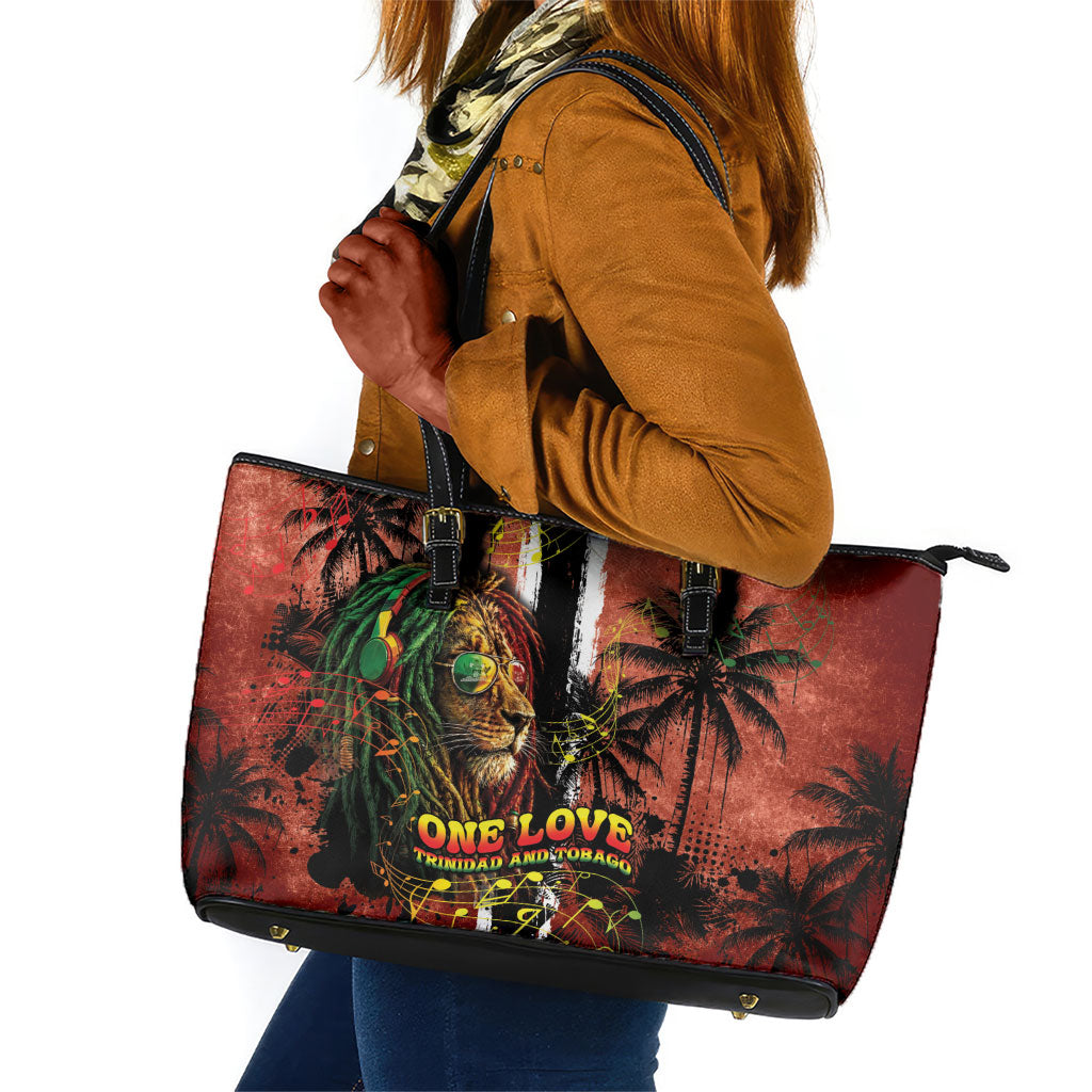 One Love Trinidad And Tobago Leather Tote Bag Rastafarian Lion Reggae Grunge Style