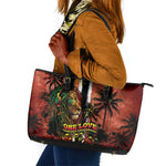 One Love Trinidad And Tobago Leather Tote Bag Rastafarian Lion Reggae Grunge Style