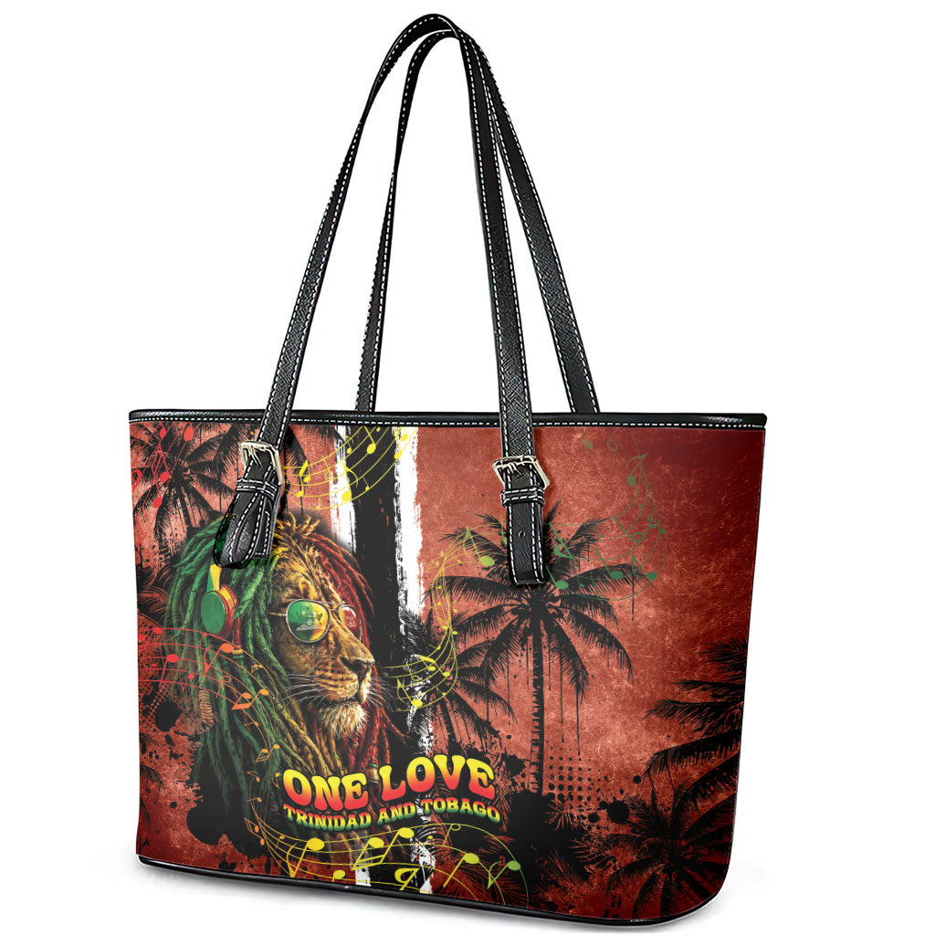 One Love Trinidad And Tobago Leather Tote Bag Rastafarian Lion Reggae Grunge Style