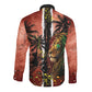 One Love Trinidad And Tobago Long Sleeve Button Shirt Rastafarian Lion Reggae Grunge Style