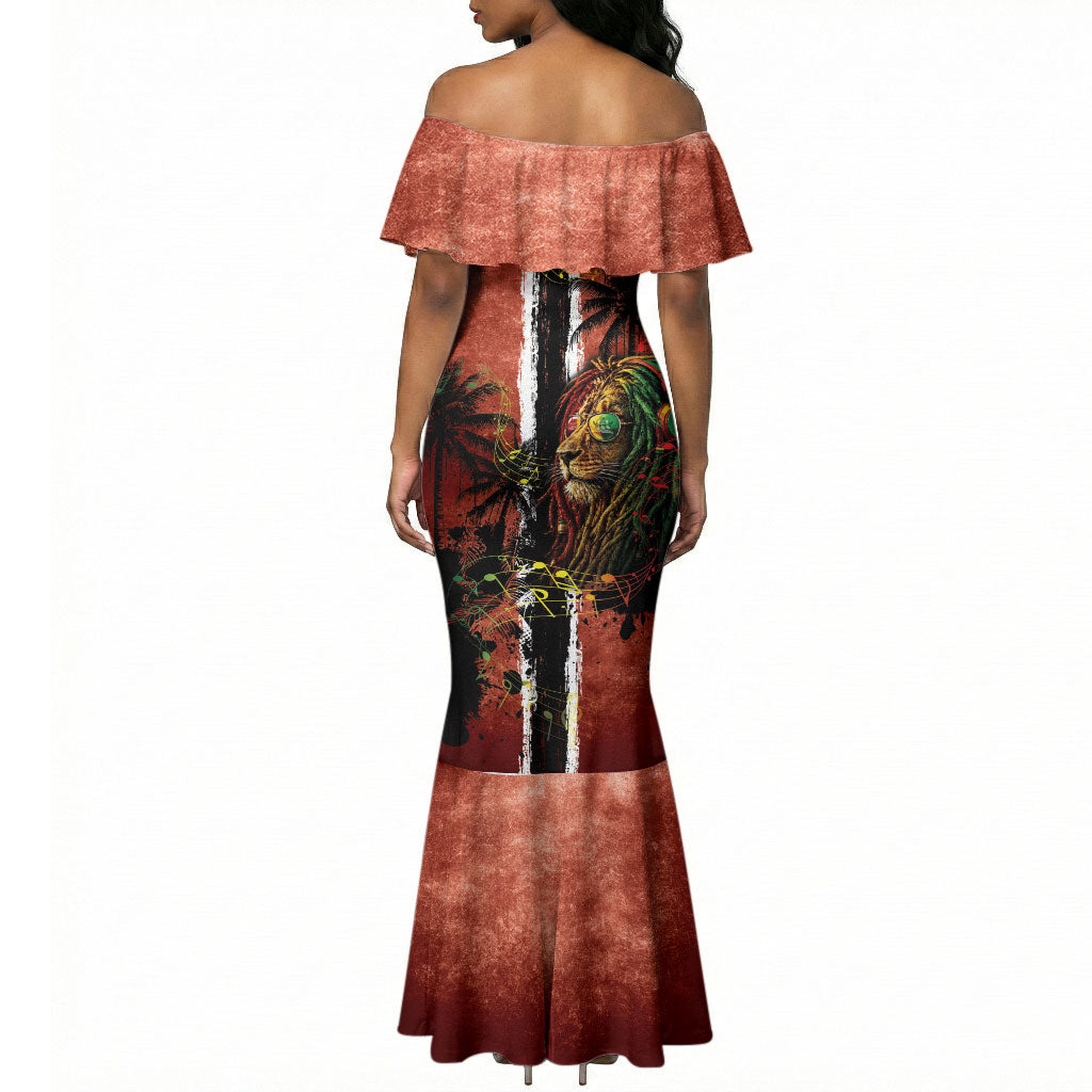 One Love Trinidad And Tobago Mermaid Dress Rastafarian Lion Reggae Grunge Style