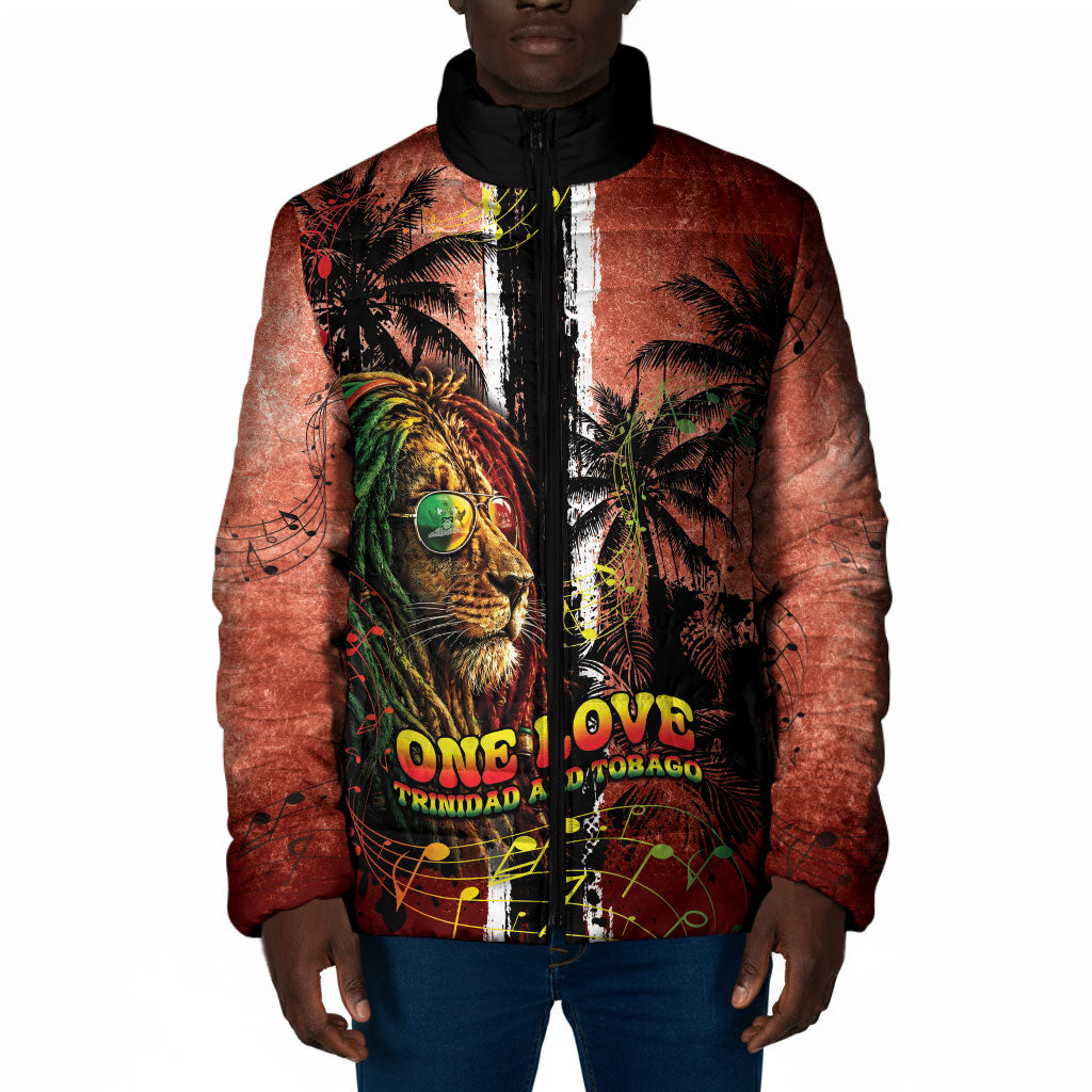 One Love Trinidad And Tobago Padded Jacket Rastafarian Lion Reggae Grunge Style