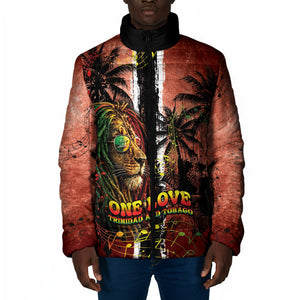 One Love Trinidad And Tobago Padded Jacket Rastafarian Lion Reggae Grunge Style