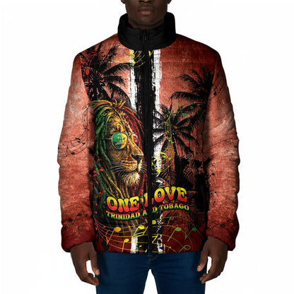 One Love Trinidad And Tobago Padded Jacket Rastafarian Lion Reggae Grunge Style