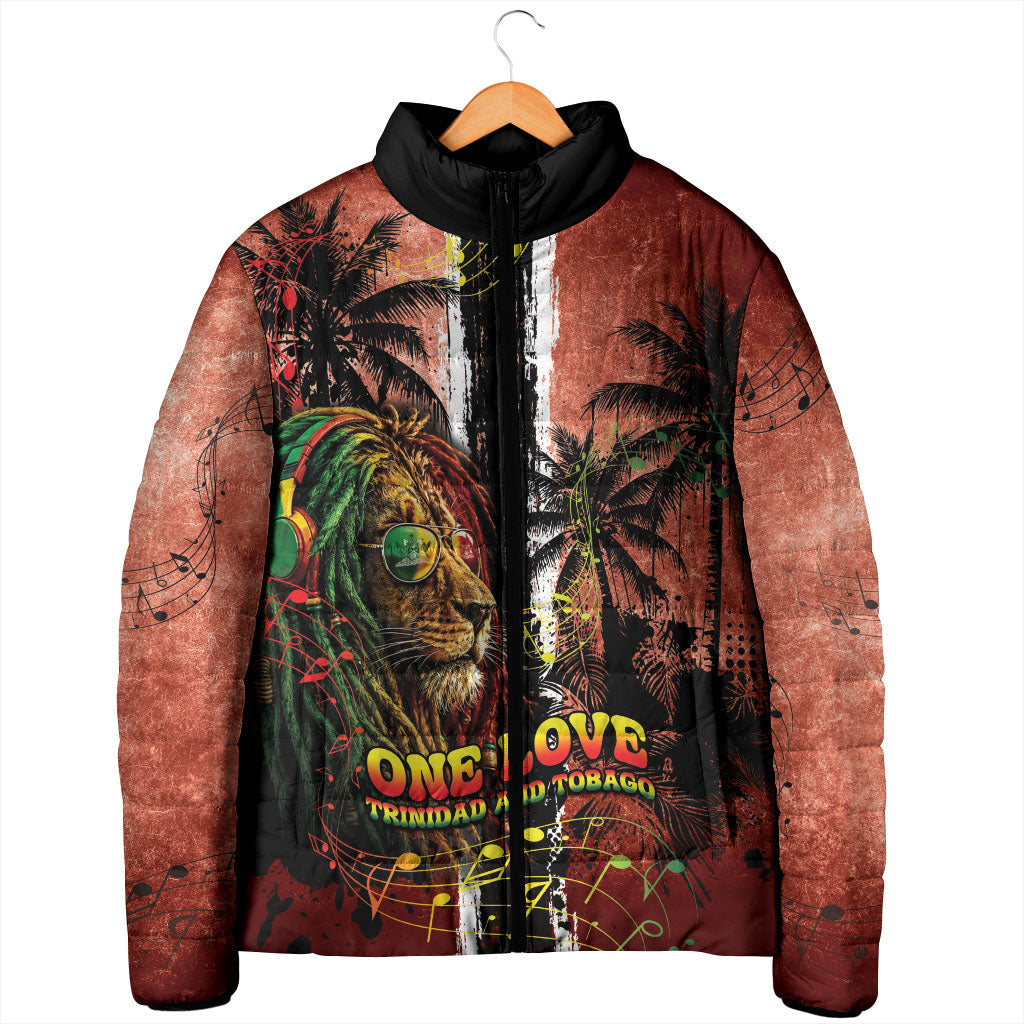One Love Trinidad And Tobago Padded Jacket Rastafarian Lion Reggae Grunge Style