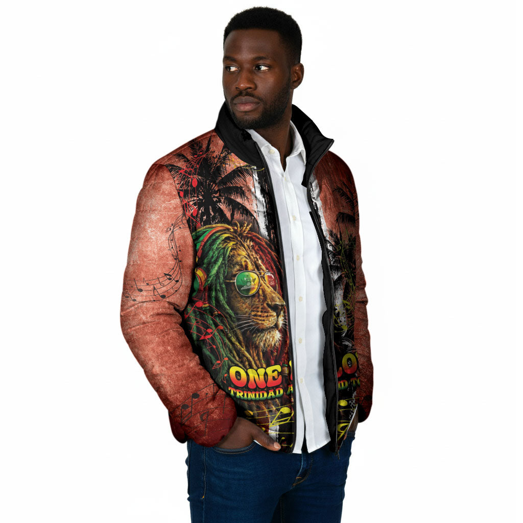 One Love Trinidad And Tobago Padded Jacket Rastafarian Lion Reggae Grunge Style