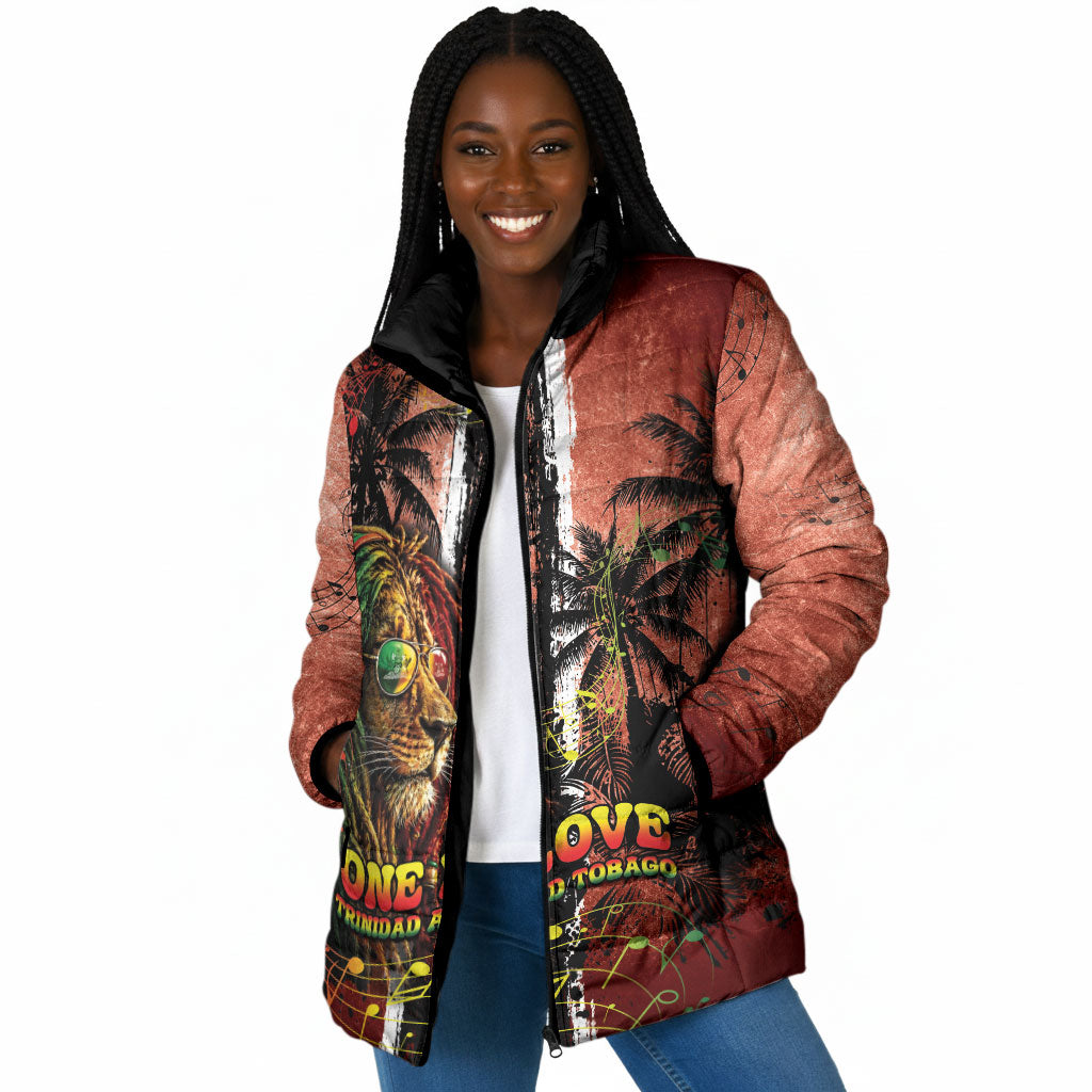 One Love Trinidad And Tobago Padded Jacket Rastafarian Lion Reggae Grunge Style