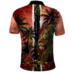 One Love Trinidad And Tobago Polo Shirt Rastafarian Lion Reggae Grunge Style