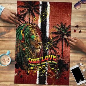One Love Trinidad And Tobago Puzzle Rastafarian Lion Reggae Grunge Style