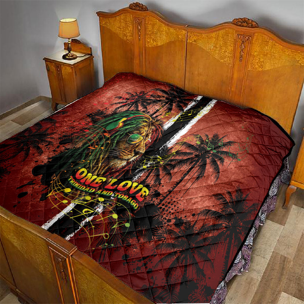 One Love Trinidad And Tobago Quilt Rastafarian Lion Reggae Grunge Style
