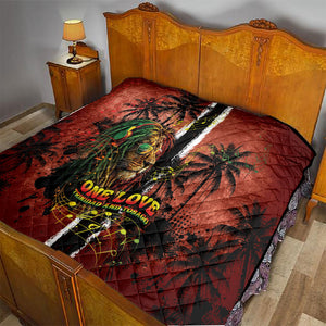 One Love Trinidad And Tobago Quilt Rastafarian Lion Reggae Grunge Style