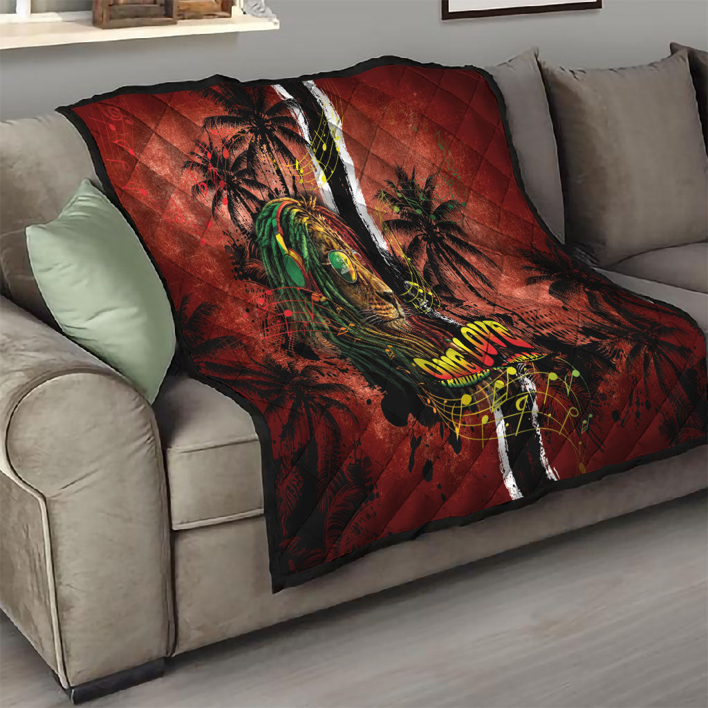 One Love Trinidad And Tobago Quilt Rastafarian Lion Reggae Grunge Style