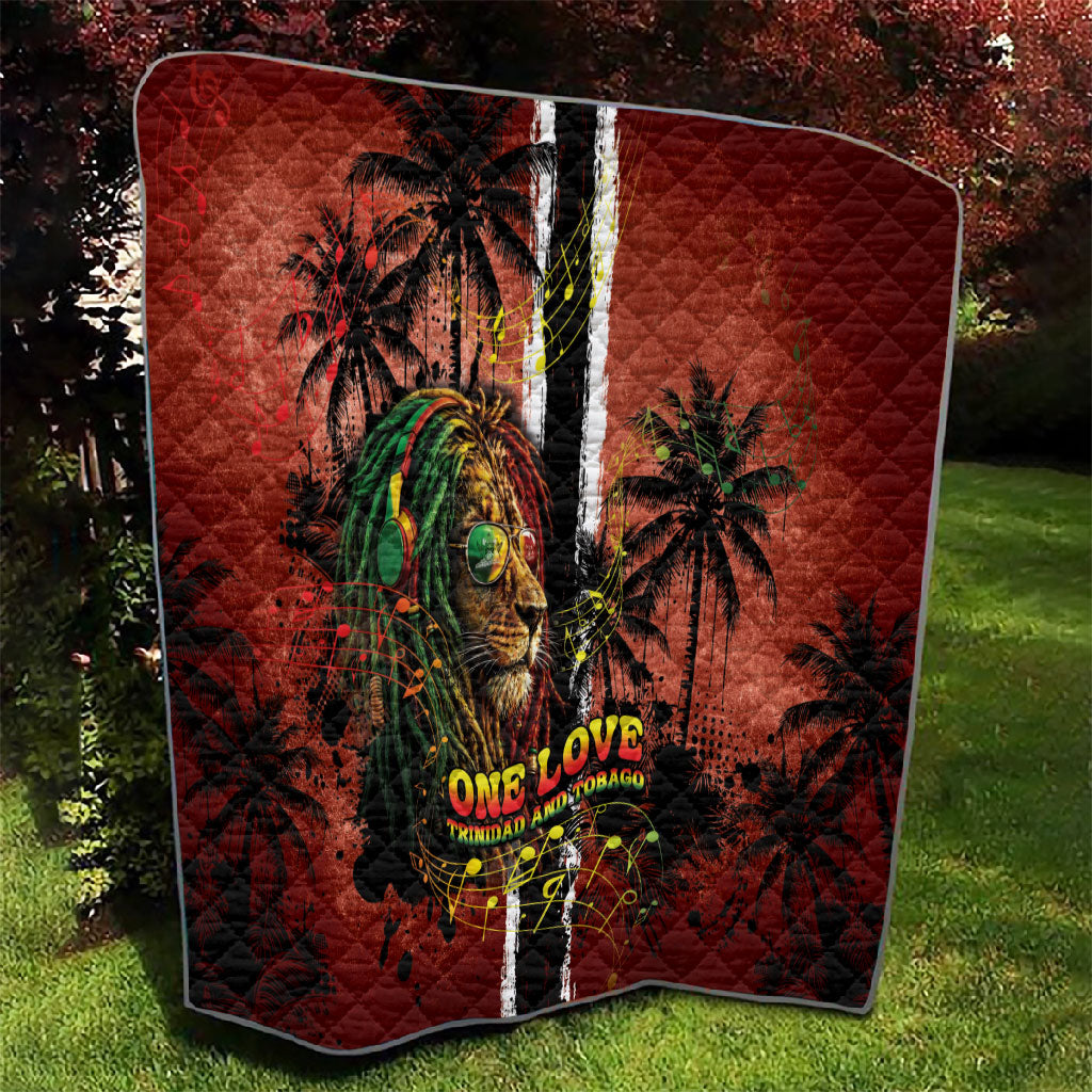 One Love Trinidad And Tobago Quilt Rastafarian Lion Reggae Grunge Style