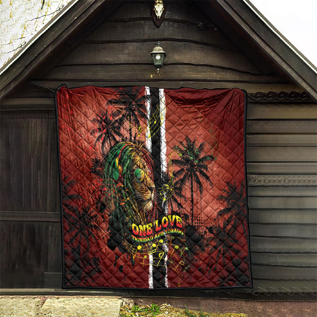 One Love Trinidad And Tobago Quilt Rastafarian Lion Reggae Grunge Style