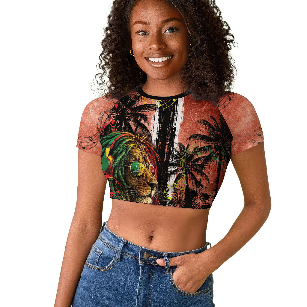 One Love Trinidad And Tobago Raglan Cropped T shirt Rastafarian Lion Reggae Grunge Style