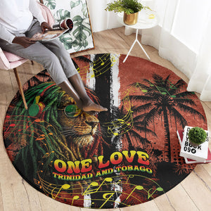 One Love Trinidad And Tobago Round Carpet Rastafarian Lion Reggae Grunge Style