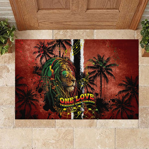 One Love Trinidad And Tobago Rubber Doormat Rastafarian Lion Reggae Grunge Style