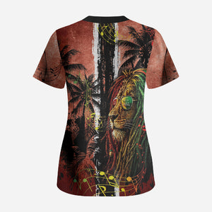 One Love Trinidad And Tobago Scrub Top Rastafarian Lion Reggae Grunge Style