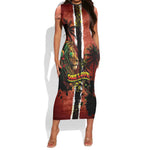 One Love Trinidad And Tobago Short Sleeve Bodycon Dress Rastafarian Lion Reggae Grunge Style
