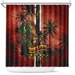 One Love Trinidad And Tobago Shower Curtain Rastafarian Lion Reggae Grunge Style