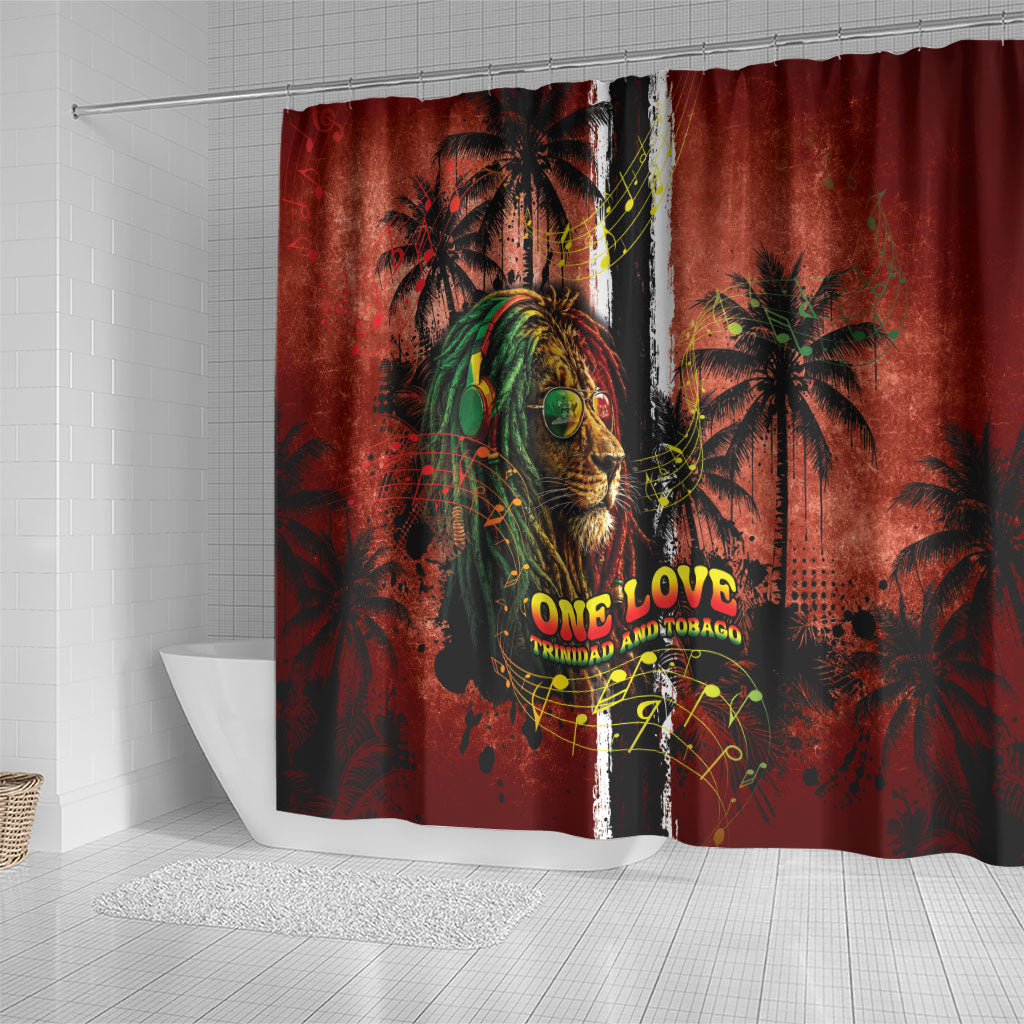 One Love Trinidad And Tobago Shower Curtain Rastafarian Lion Reggae Grunge Style