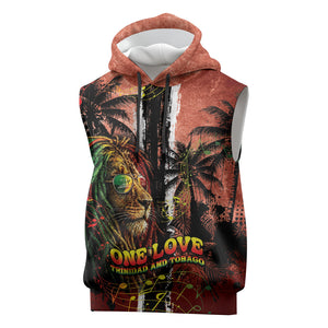 One Love Trinidad And Tobago Sleeveless Hoodie Rastafarian Lion Reggae Grunge Style