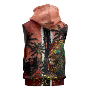 One Love Trinidad And Tobago Sleeveless Hoodie Rastafarian Lion Reggae Grunge Style