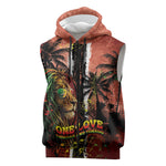One Love Trinidad And Tobago Sleeveless Zip Hoodie Rastafarian Lion Reggae Grunge Style
