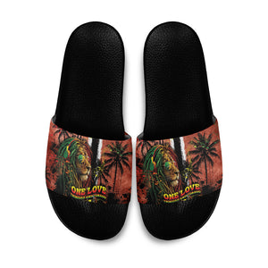 One Love Trinidad And Tobago Slide Sandals Rastafarian Lion Reggae Grunge Style