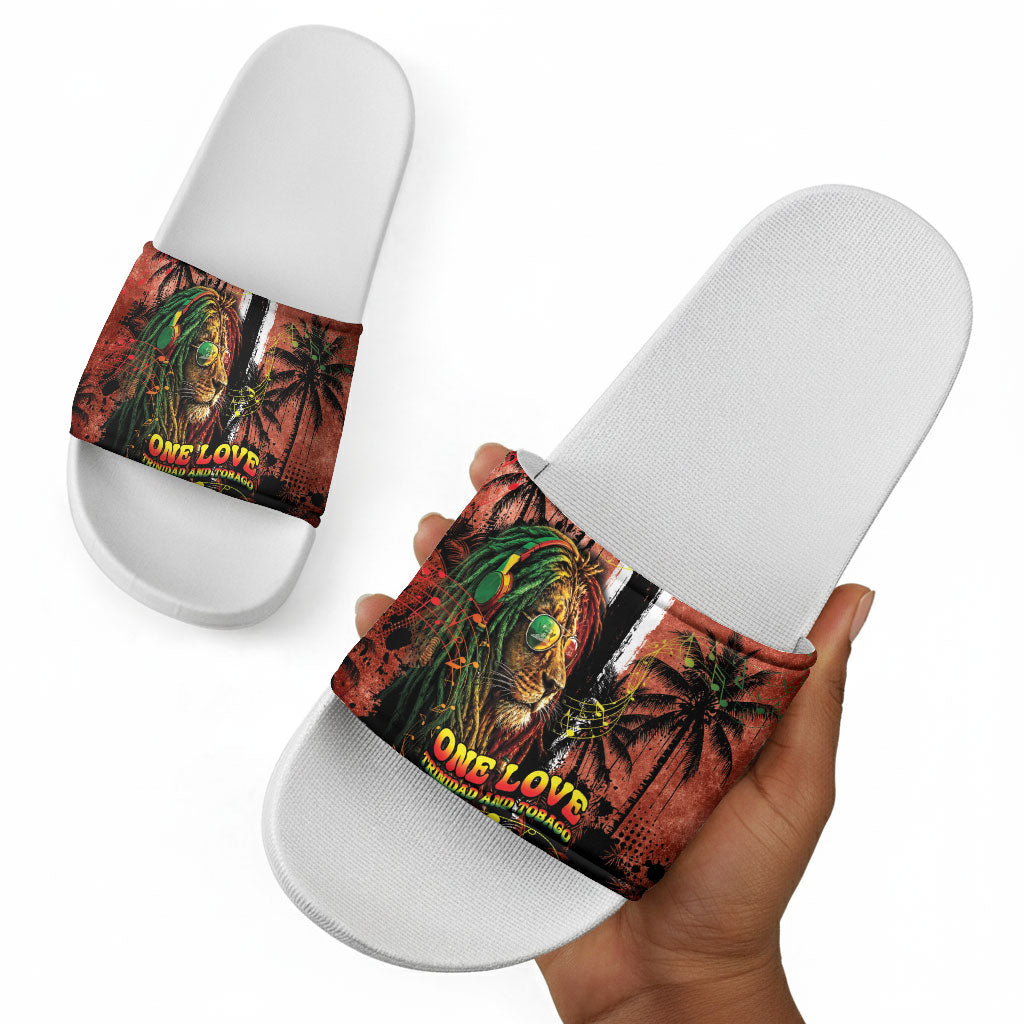 One Love Trinidad And Tobago Slide Sandals Rastafarian Lion Reggae Grunge Style