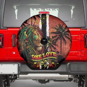 One Love Trinidad And Tobago Spare Tire Cover Rastafarian Lion Reggae Grunge Style