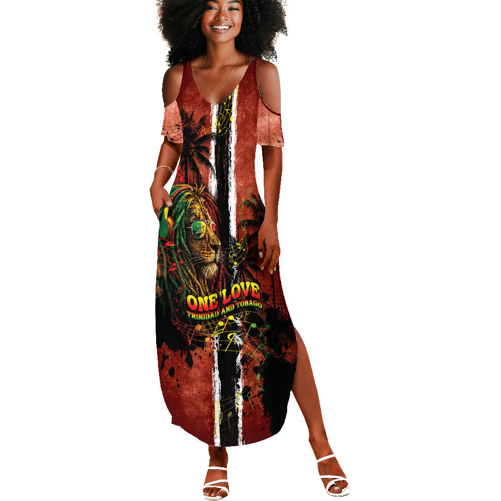One Love Trinidad And Tobago Summer Maxi Dress Rastafarian Lion Reggae Grunge Style